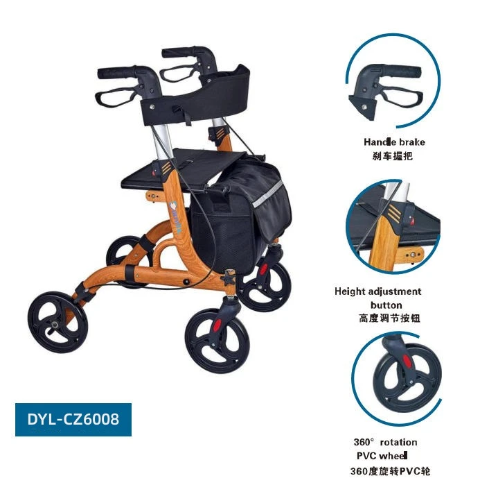 Super lejè Rollator Walker pou granmoun aje